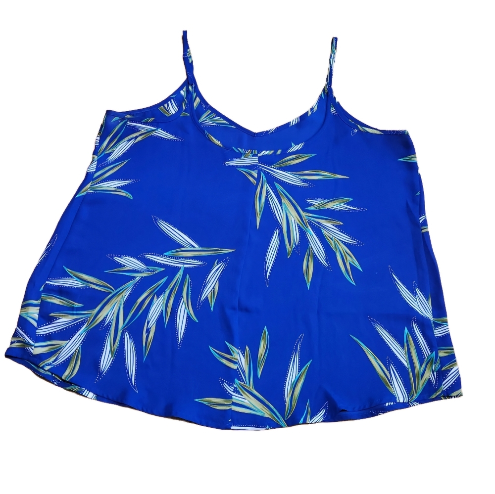 Apt 9 Women's V-Neck Georgette Blue Tropical Camisole - Medium - Picture 3 of 3